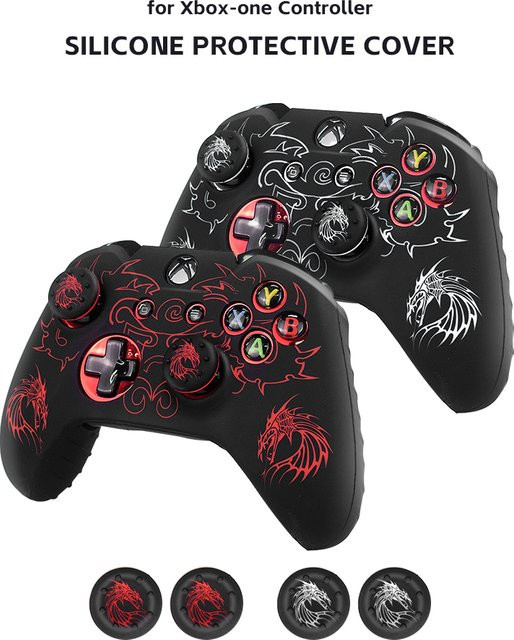 Data Frog Silikonhülle für Xbox One Controller mit Daumengriff in Schwarz oder Rot - Bild 1