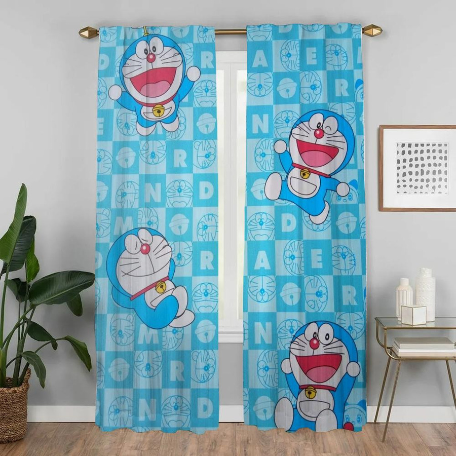 Doraemon Verdunkelungsvorhänge aus Tüll im modernen Stil, 2 Stück, Farbe: Multicolour, B: 50 cm, H: 70 cm - Bild 2