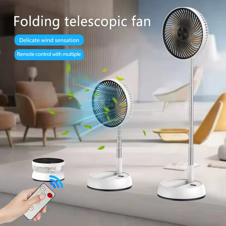 ZAIXIAO Tragbarer Faltventilator in Weiß mit 6000 mAh Akku, USB-Fernbedienung und geräuschlosem Betrieb, kabelloser Standventilator für Zuhause und Outdoor - Bild 3