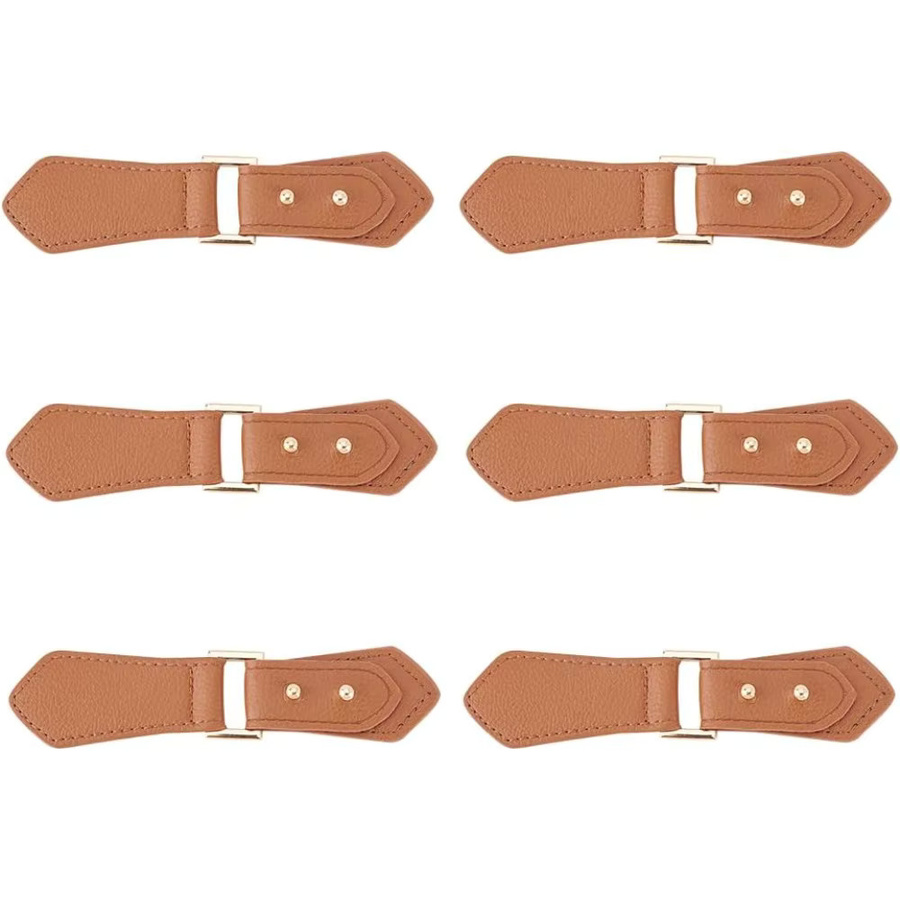 6 Paar Schließfächer aus Leder, Sattelbraun, PU-Leder, Schnappverschluss - Bild 4