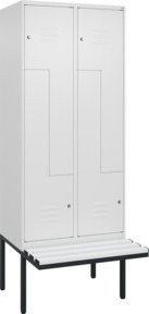 C+P Z-Spind Classic PLUS Sitzbank mit 4 Fächern und Zylinderschloss, Farbe: Grau, B/T/H: 212,0 x 80,0 x 81,5 cm - Bild 1