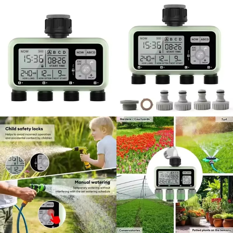 Automatischer Gartenbewässerungscomputer mit LCD-Display und 4 Zonen sowie EU-Stecker - Bild 6