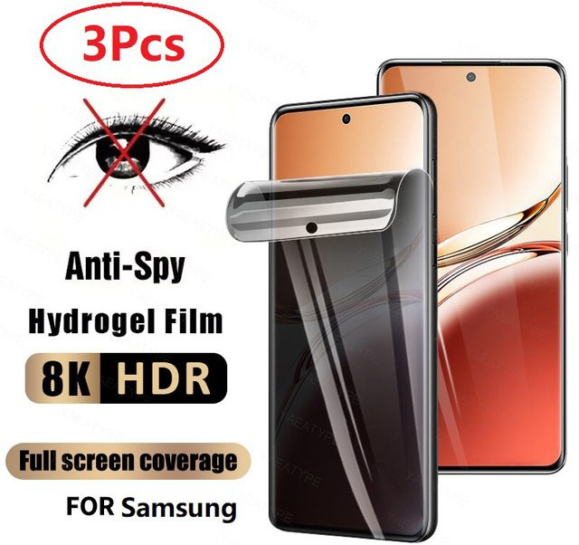 3er-Pack Privatsphäre Hydrogel-Displayschutz für Samsung Galaxy A-Serie und M-Serie, Transparent - Bild 1