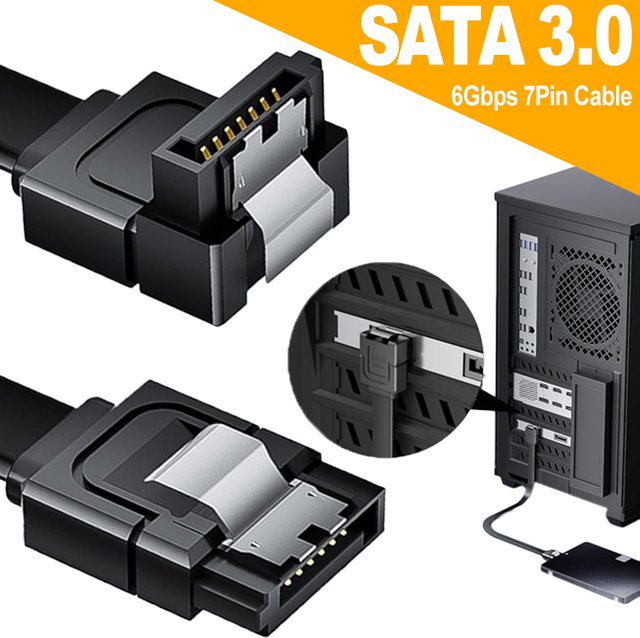 Congdi SATA 3.0 III Datenkabel für SSD und HDD, 6 Gbit/s, gerade und rechtwinklig, Schwarz - Bild 1