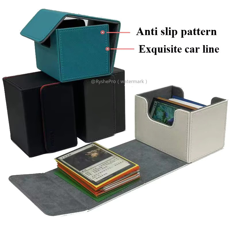 RyshePro Sammelkarten-Deckbox, Karten-Aufbewahrungsbox, PU-Leder, Grau - Bild 2