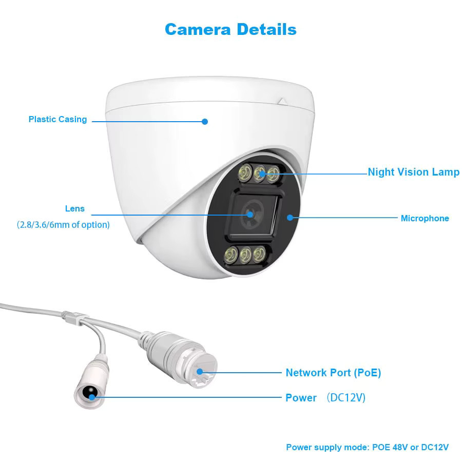 SIMICAM 4K 8MP PoE IP-Sicherheitskamera in Weiß mit Zwei-Wege-Audio, Dual-Light-Nachtsicht und ONVIF-Unterstützung - Bild 3