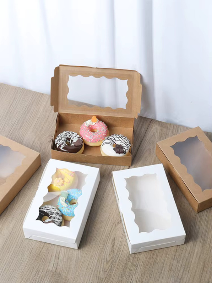 Kraftpapier-Geschenkboxen mit klarem Fenster in Braun für Desserts, Gebäck und Süßigkeiten, 5 oder 10 Stück - Bild 3