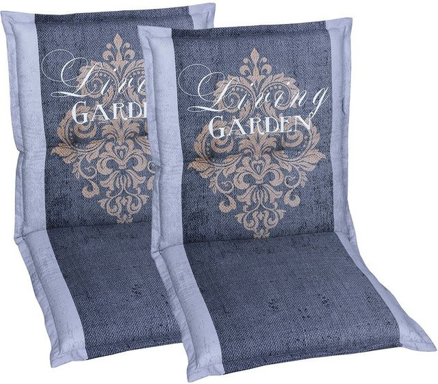 GO-DE TEXTIL Gartenauflage Living Garden 2er Set für Niederlehner, Grau, gesteppt mit Schaumstofffüllung - Bild 1