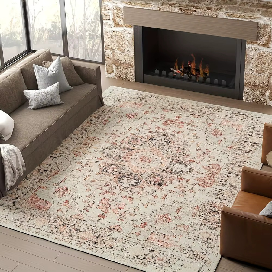 VIKAMA Vintage-Bohemien-Teppich, rechteckige Bodenmatte für Wohnzimmer, Schlafzimmer und Esszimmer, pflegeleicht, B: 120 cm, T: 80 cm - Bild 2