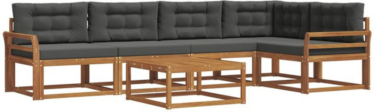 6-teilige moderne Outdoor-Sofagarnitur aus Akazien-Massivholz mit Kissen von vidaxl in Natur und Anthrazit - Bild 1