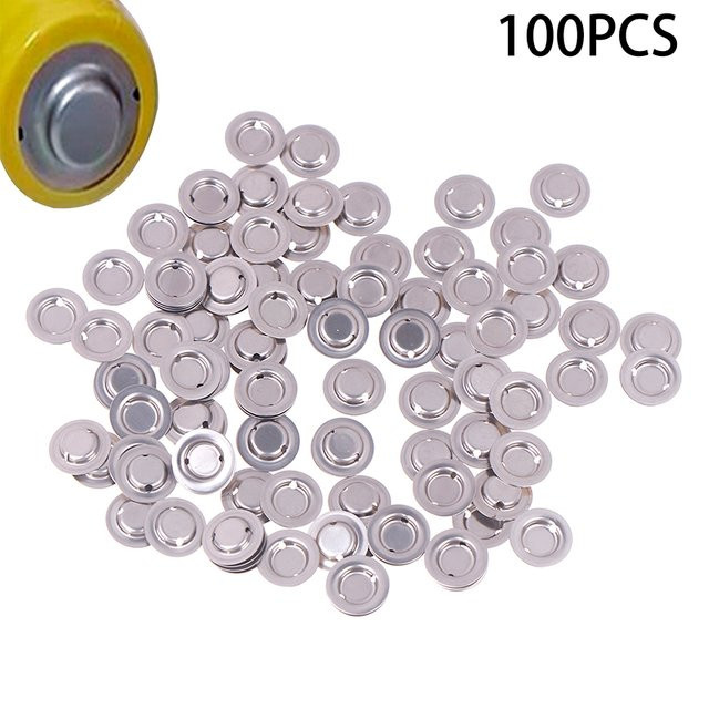 ESHYLALA 100er Set Flachkopf Kappen für 18650 Lithium-Batterien zum Punktverschweißen der Pluspol-Spitze in Silber - Bild 1