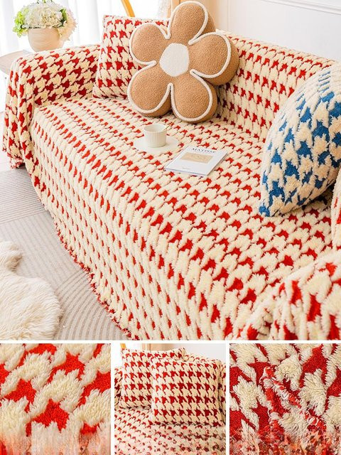 Super Six Sofabezug aus Lamm-Samt im Hahnentritt-Design, B/T: 180 x 130 cm - Bild 1