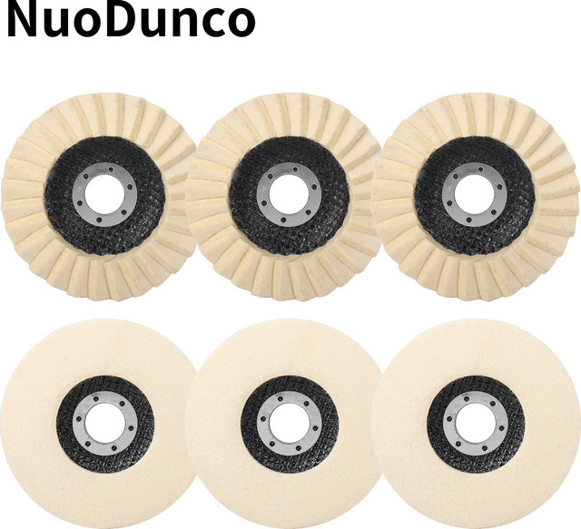 NuoDunco Wollpolierscheibe aus Wollfilz für Winkelschleifer, 4,5 Zoll, Weiß, zum Polieren von Metall, Glas und Marmor - Bild 1