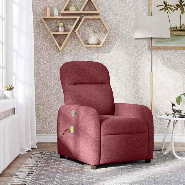 vidaXL Massagesessel als TV-Sessel aus Stoff in Weinrot, B/T/H: 66 x 88 x 95 cm - Bild 2