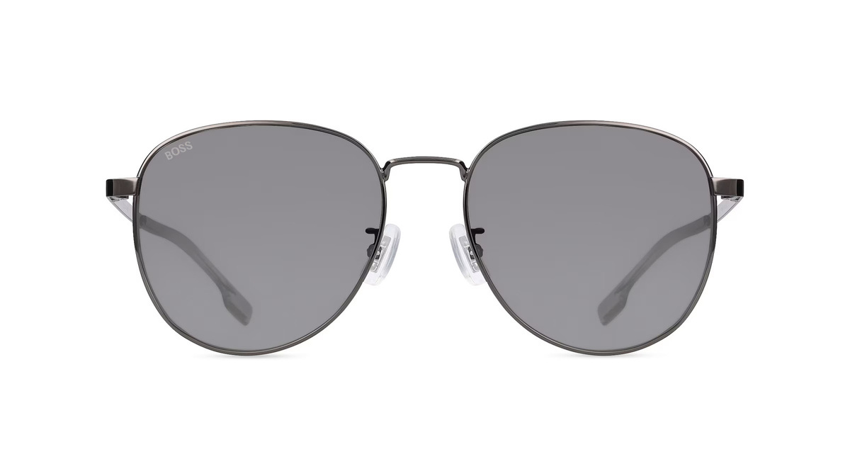 Hugo Boss 1536/F/S Sonnenbrille Panto, Vollrand, Metall, grau, silver, Herren - Bild 1