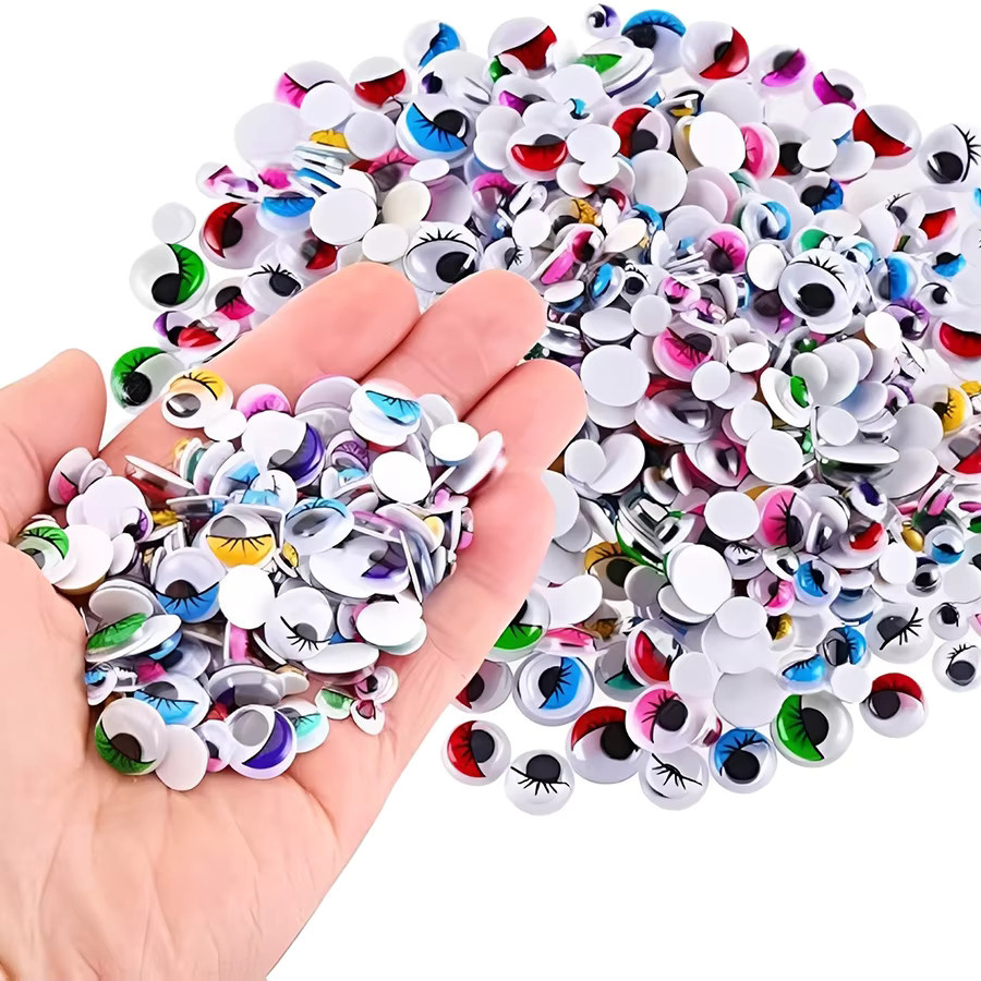 Bunte Klebe-Wackelaugen aus Kunststoff für DIY-Bastelprojekte, Puppenherstellung und Scrapbooking, 100 Stück, Durchmesser: 0,8 cm bis 1,5 cm - Bild 3