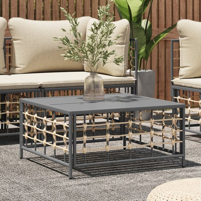 Vidaxl Gartentisch aus Polyrattan in Anthrazit, B/T/H: 70 x 70 x 34 cm - Bild 1