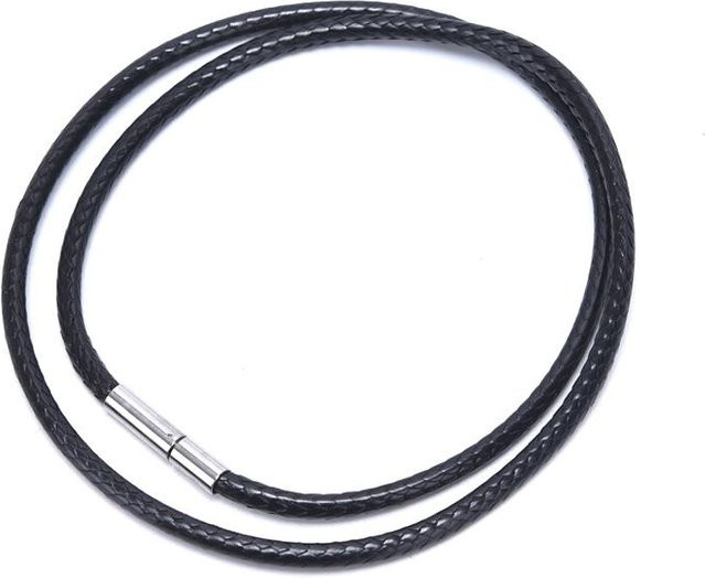 Halskette Wachs-Lederband, Edelstahl-Drehverschluss, 50 cm, Schwarz, Unisex - Bild 1