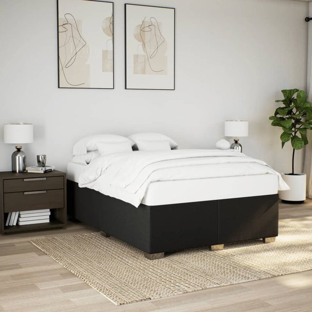 vidaXL Bettgestell ohne Matratze in Schwarz mit Stoffbezug, B/T/H: 140 x 200 cm - Bild 2