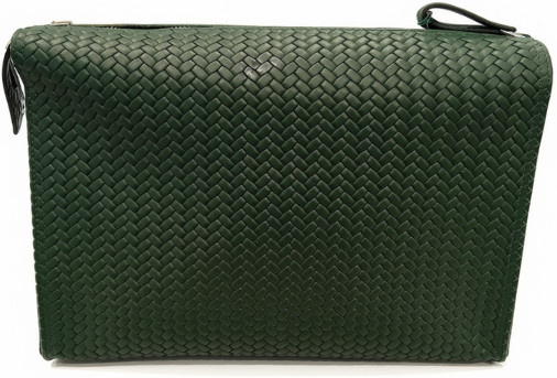 Hammann Lederwaren Kulturtasche Woven Washbag L aus Leder in Beige oder Green, B/T/H: 30,0 x 22,0 x 12,0 cm - Bild 1