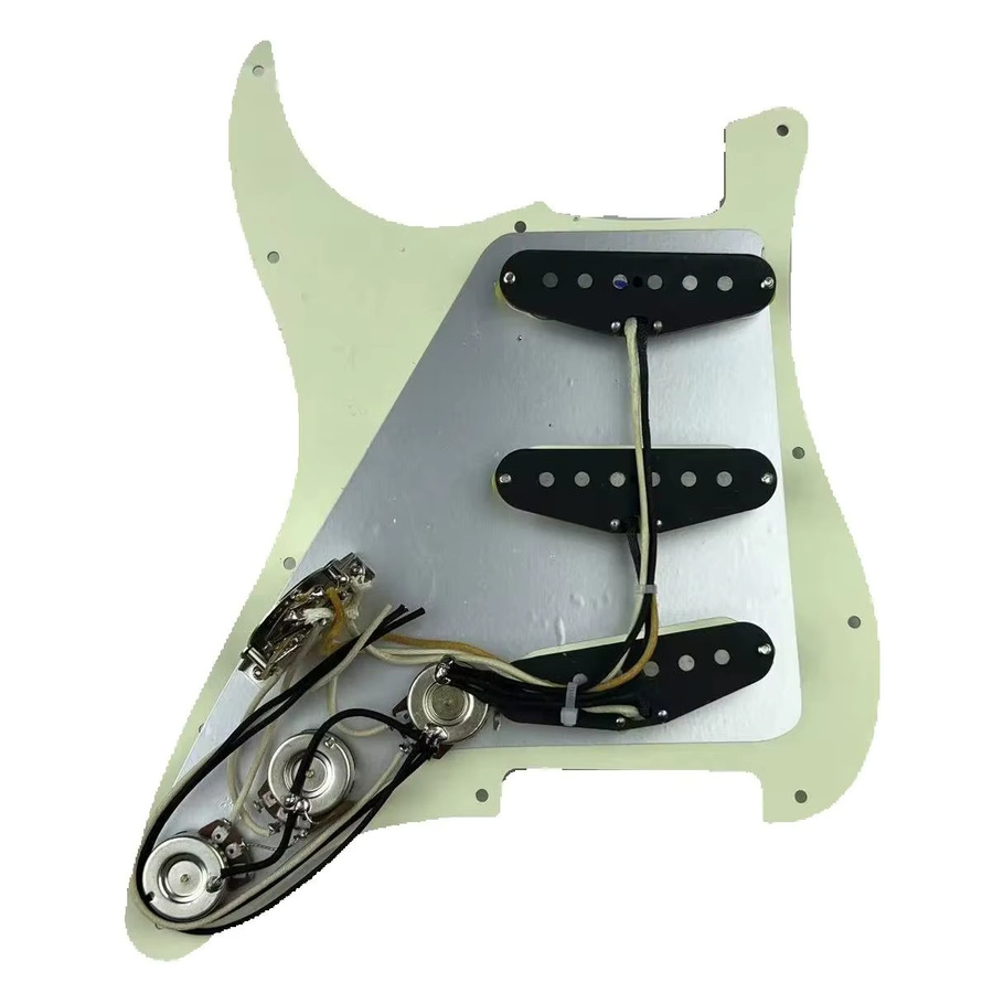 MENGJUE Vintage 60s SSS Single Coil Pickup Set Vorverdrahtete Schlagbrettbaugruppe für Stratocaster Gitarren in Weiß - Bild 4