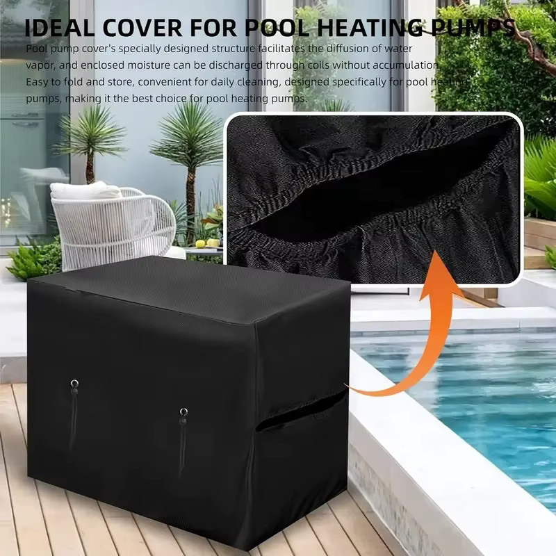 VECOO Pool-Wärmepumpenabdeckung aus Oxford-Stoff in Schwarz, UV- und staubabweisend für oberirdische Pools, B/H/T: 101 x 78 x 78 cm - Bild 3