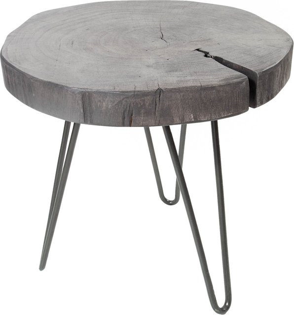 riess-ambiente Beistelltisch GOA aus Akazie Massivholz in Grau mit Hairpin Legs aus Metall, rund - Bild 1