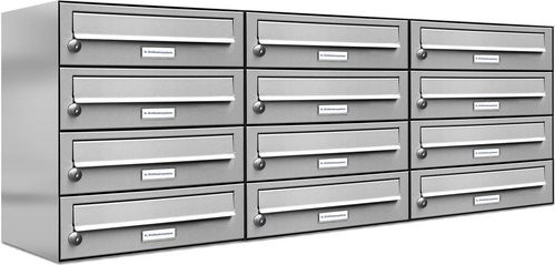 AL Briefkasten für 12 Parteien, Aufputzmontage, silberfarben, B/H/T: 153,27 x 272 x 46,0 x 27,5 cm - Bild 1