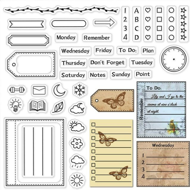 Transparenter Kalender-Planer-Rahmen aus Silikon als Gummistempel für Journaling und DIY-Projekte - Bild 1