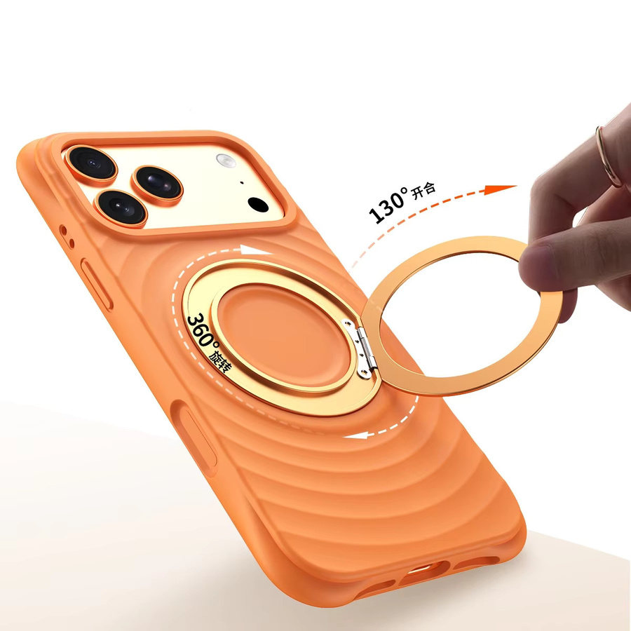 Eurynome Ring-Magnet-Hülle für iPhone 17 Pro Max 16 Pro 15 Pro 14 Pro mit 360 Grad drehbarem Ständer aus stoßfestem Candy-Silikon im Wellen-Design - Bild 2