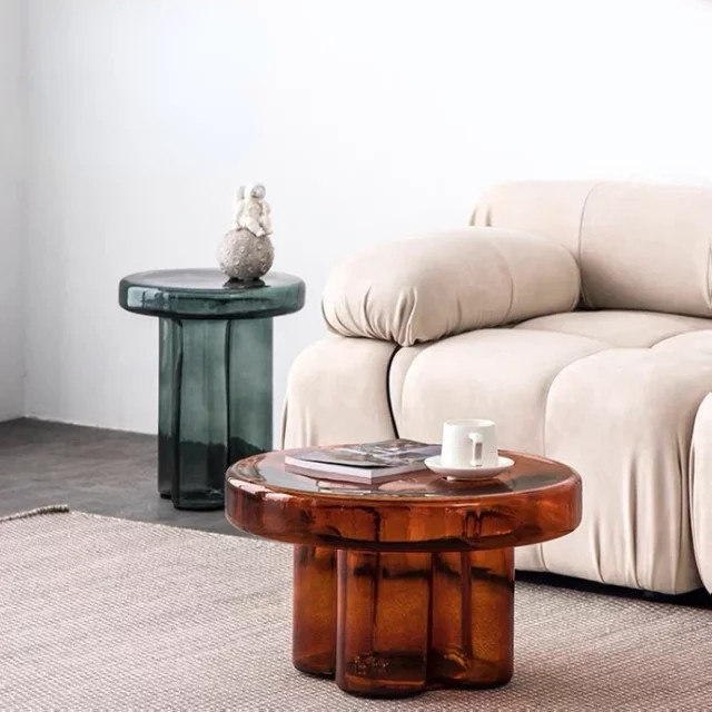 Tommy You Couchtisch aus Glas in Blütenblattform, transparent-orange, minimalistisches Design für dein Wohnzimmer - Bild 1