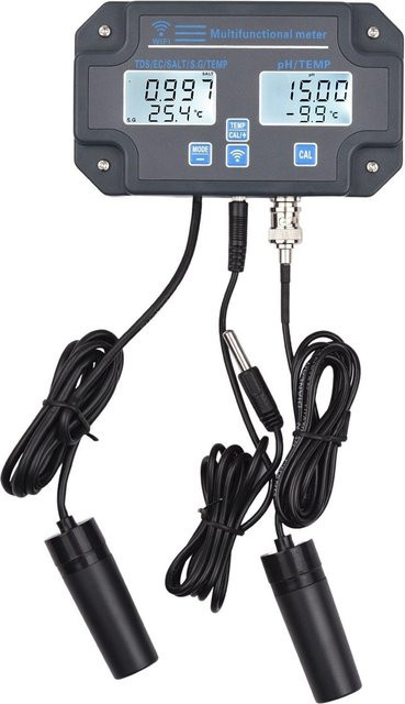 Kkmoon Wifi Digitaler Wasserqualitätstester 6-in-1 Wasseranalysator Wandmontiert in Grau - Bild 1
