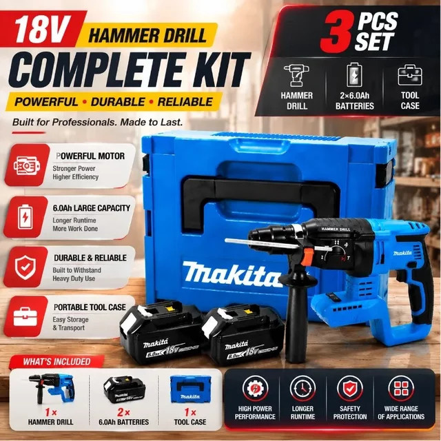 Makita DHR242 Akku-Bohrhammer 18V mit bürstenlosem Motor, 2J Schlagkraft, 24mm Betonbohrung und 4700 IPM in 3 Betriebsmodi - Bild 1