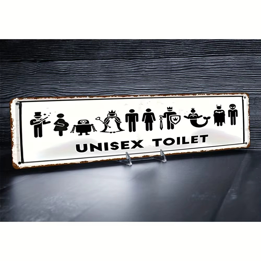CIFBUY AluDesign 2D-Metallschild Vintage Badezimmer-Wandkunst mit Cartoon-Silhouetten, wasserdicht, Farbe: Weiß, B/H: 10,16 x 40,64 cm - Bild 6