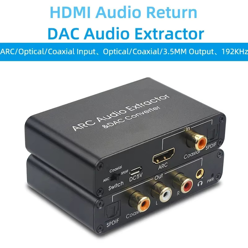 TenYua HDMI ARC Audio Extractor DAC Konverter in Schwarz: Digitaler Optical SPDIF Koaxial zu Analog 3,5mm L/R Stereo Adapter - Bild 3