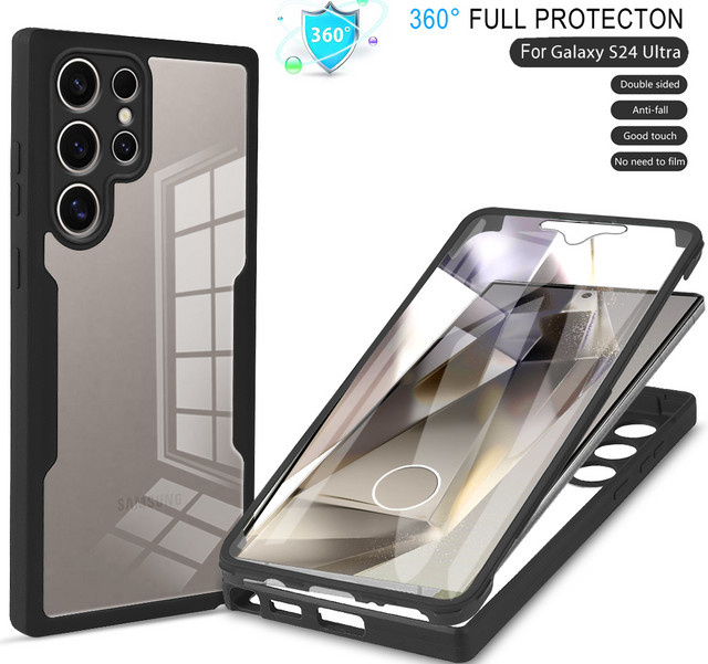 360 Grad Vollschutz Hülle für Samsung Galaxy S24 Ultra S23 FE Plus A05s A15 A25 A35 A55 A14 A54 A24 A34 5G Hardcase Schutzhülle in Pink oder Black - Bild 1