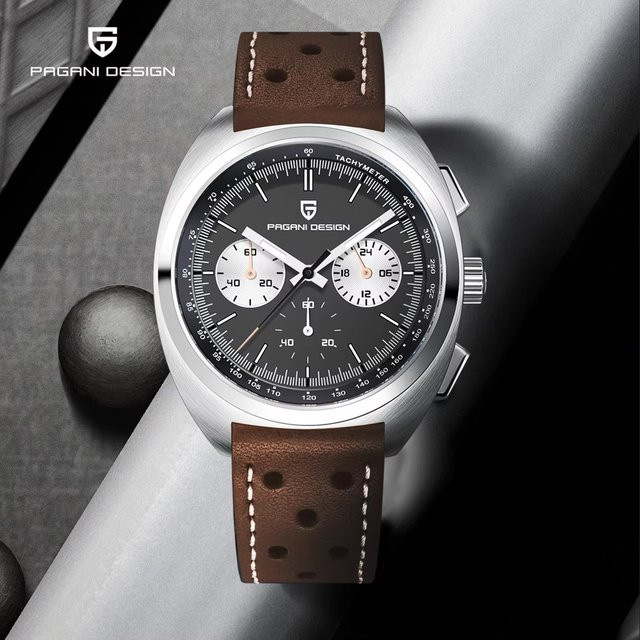 PAGANI DESIGN Chronograph Armbanduhr, Quarz, Edelstahl, Leder, Herren - Bild 1