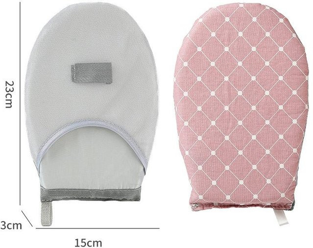 Handbügelbrett aus Stoff von Love Home Garden in Rosa mit isolierten Bügelhandschuhen für den Haushalt - Bild 1