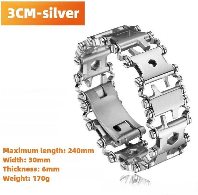 Multifunktionswerkzeug-Armband, Edelstahl, gray, Unisex - Bild 1