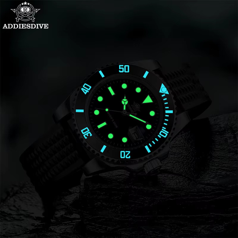 ADDIESDIVE Armbanduhr, Quarz, Edelstahl, 41 mm, Herren, Schwarz - Bild 4