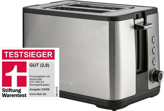 SILVERCREST Doppelschlitz-Toaster STE 850 F1 in Silber mit Edelstahlgehäuse und Automatik-Abschaltfunktion - Bild 1