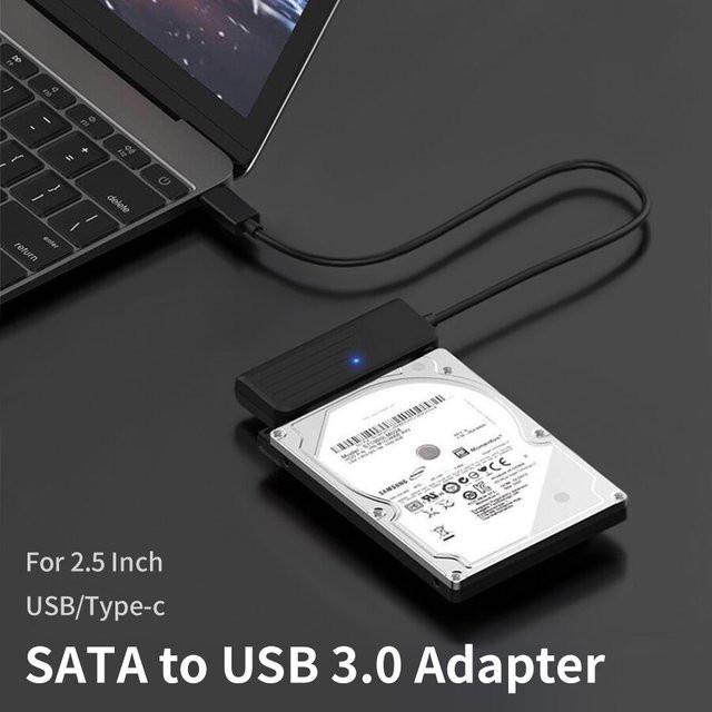 GGBEE SATA zu USB-C Adapter für 2,5 Zoll HDD Festplatten, USB 3.0 Hochgeschwindigkeits-Datenübertragung mit 5 Gbit/s, Schwarz - Bild 1