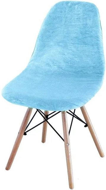 Bestbags Stuhlbezug aus weichem Schwanensamt in Blau für Esszimmerstühle ohne Armlehnen - Bild 1