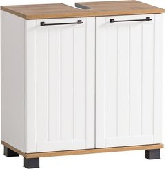 Schildmeyer Waschbeckenunterschrank Jelda in Mattweiß und Eiche, B/H/T: 59,8 x 62,4 x 32,6 cm - Bild 1