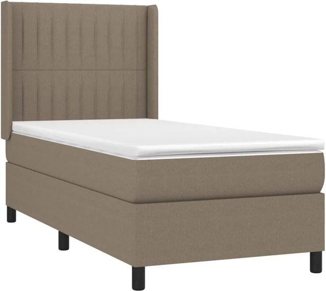 vidaXL Boxspringbett mit Matratze und LED in Beige, B/T/H: 90 x 200 cm, Stoffbezug mit USB-Ladeanschluss und Unterbettbeleuchtung - Bild 1