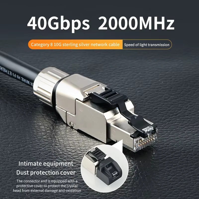 Xangsane CAT8 Ethernet LAN Kabel aus reinem Silber mit RJ45 Stecker, 40Gbps und 2000MHz, Farbe: Silber - Bild 3