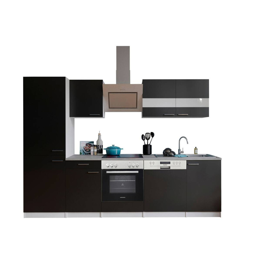 Respekta Küchenblock KB280WSCGKE178G modern schwarz matt B/H/T: 280 x 200 x 60 cm - Bild 3