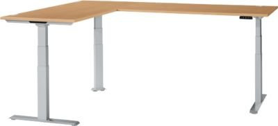 Schäfer Shop Genius Winkelschreibtisch Modena Flex, elektrisch höhenverstellbar, Buche/Weißaluminium, B: 200 cm, T: 240 cm - Bild 1