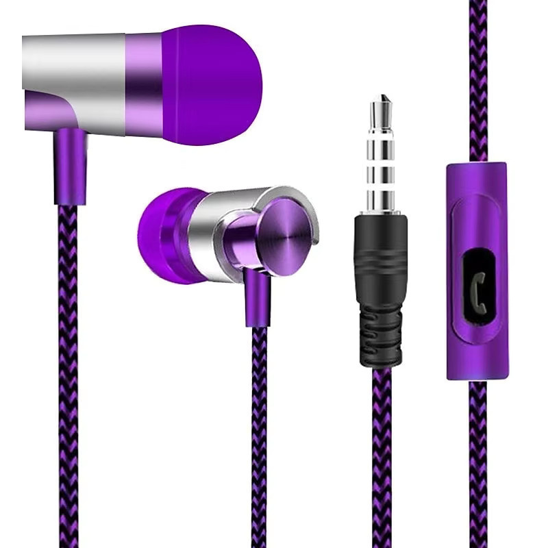 In-Ear Headset mit 3,5mm Klinkenanschluss in Lila für HIFI Stereo Musik und Gaming mit HD Mikrofon - Bild 3