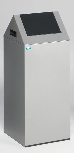 PROREGAL Selbstlöschender Wertstoffsammler Spitz mit Einwurfklappe aus verzinktem Stahl, Silber-Anthrazit, H x B x T: 80 x 32 x 32 cm - Bild 1
